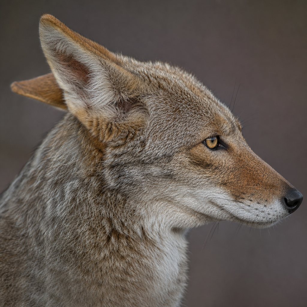 The coyote checks in both directions, her ears twitching forward and behind, listening for any oncoming vehicles